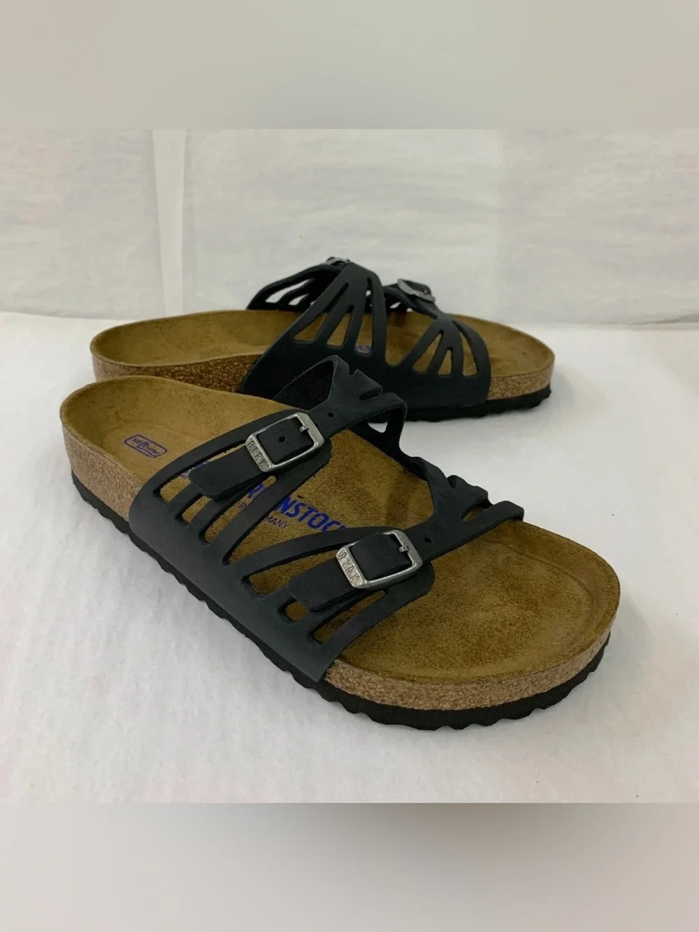 Birkenstock 💅 Granada Black Oiled Leather Soft Footbed Sandal Slide 37 39 40 41 - Picture 8 of 13